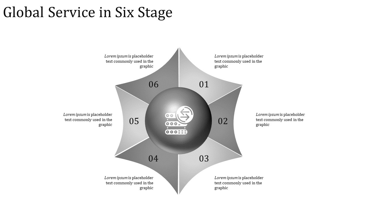 Inventive Stage PowerPoint Template with Six Nodes Slides